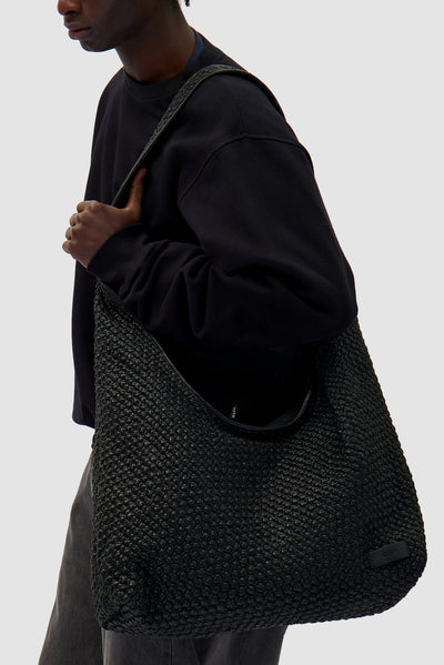Big Braided Leather Bag - Black